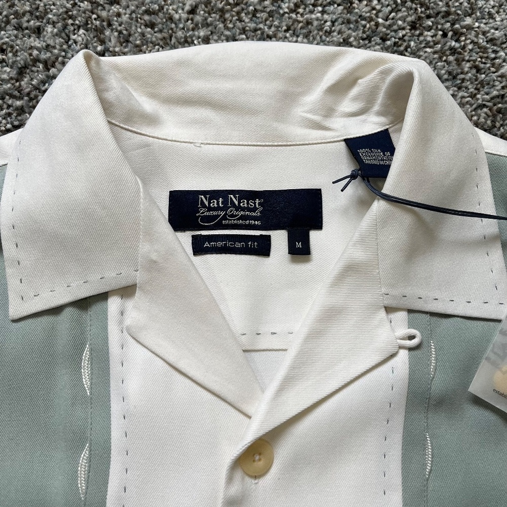 Nat Nast Luxury Men's 100% Silk Shirt; Size M; New with tags - Picture 9 of 16